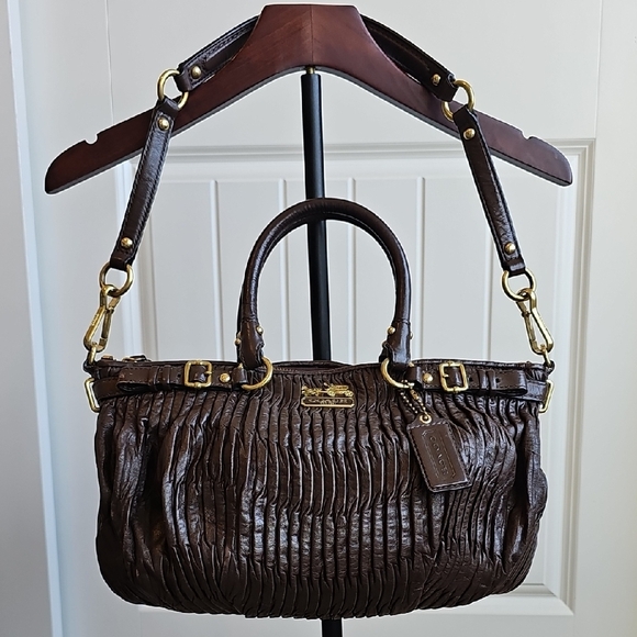 Coach 2011 Madison Gathered Leather Sophia Satchel Chocolate Brown - Picture 1 of 13